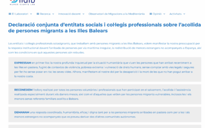 REAS Balears s’adhereix a la declaració d’entitats socials i col·legis professionals sobre l’acollida de persones migrants